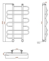 Полотенцесушитель водяной Aquanet Paolo(3) 60x100 см