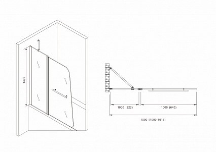 Шторка для ванны Abber Ewiges Wasser AG50100B 100x140 черный