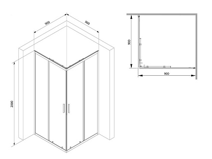 Душевой уголок Am.Pm Gem S W93G-403-090BT 90x90 прозрачный, черный матовый