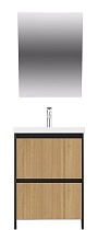 Мебель для ванной Velvex Klaufs 60 см напольная, 2 ящика, черный матовый/дерево шатанэ