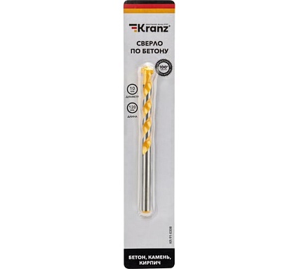 Сверло по бетону (10x120 мм; цилиндрический хвостовик) Kranz KR-91-0308