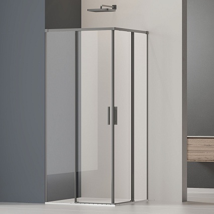 Душевой уголок Vincea Софт 2 (Soft 2) VSS-3SO2900CLGM 90x90 вороненая сталь, прозрачный