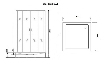 Душевая кабина Niagara Premium  NG- 6901-01GQ BLACK 90x90