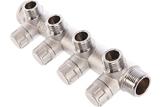 Запорный коллектор с 4 отводами FAR 3/4&quot; 1/2&quot; НР, плоск.присоед. FK 3873 3412TP