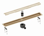 Трап для душа Timo Drain System 800 DS230108/17 80 см, вставка Lines, матовое золото