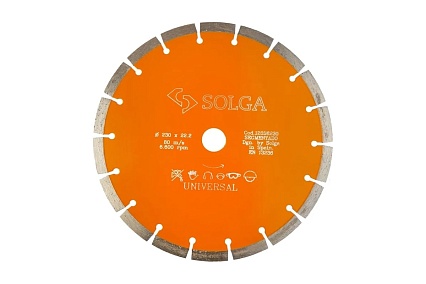 Диск алмазный сегментный Basic Universal по железобетону 230х22.23 мм Solga Diamant 128S6230