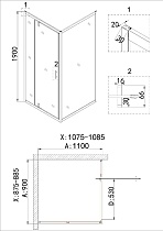 Душевой уголок Niagara Nova NG-43-9AG-A110G 90x110 прозрачный, золото