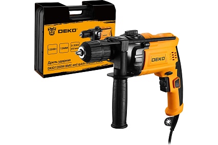 Ударная сетевая дрель Deko DKID1200W в кейсе, с быстрозажимным патроном 063-4327