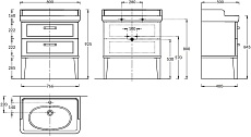 Тумба с раковиной Kerama Marazzi Pompei New 80 см 2 ящика, белый глянцевый