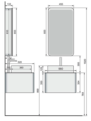 Мебель для ванной Raval Pure 56 см белый