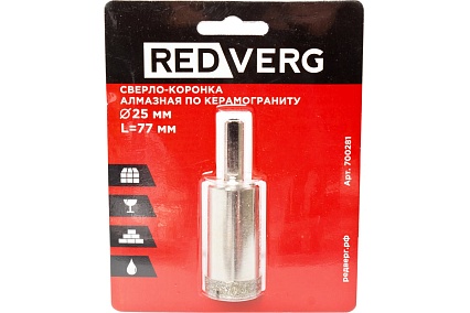 Сверло-коронка алмазная по керамограниту 25 мм Redverg 6627089