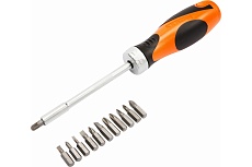 Отвертка с трещоткой и набором бит KENDO 14 предметов 20016