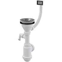 Сифон для мойки Alcaplast с нержавеющей решеткой DN115, гофропереливом и штуцером