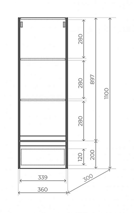 Шкаф пенал Style Line Лима 36 см графит ЛС-00002347
