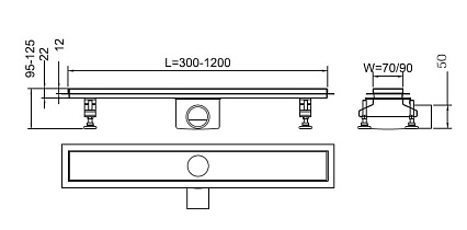 Трап для душа RGW Shower Drain SDR-01-120-Q 120x9 см, без решетки