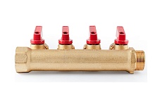 Коллектор с шаровыми кранами PROFACTOR в/н 3/4&quot; х 4 вых 16 цанга PF MVP 266.4