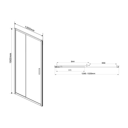 Душевая дверь Vincea Garda VDS-1G130CLGM 130x190 вороненая сталь, прозрачная