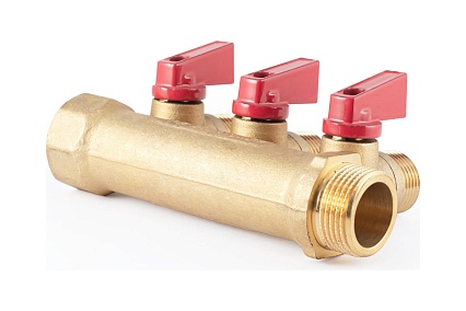 Коллектор с шаровыми кранами PROFACTOR в/н 3/4" х 3 вых 1/2"нар PF MV 264.3
