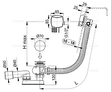 Слив-перелив AlcaPlast A565KM1-120 120 см, металл