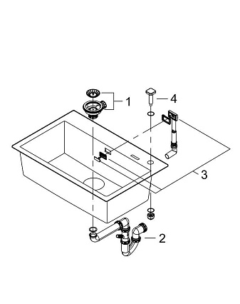 Кухонная мойка Grohe K700U 31652AP0 78 см черный гранит