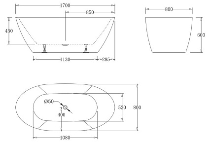 Акриловая ванна BelBagno BB77-1700 170x80