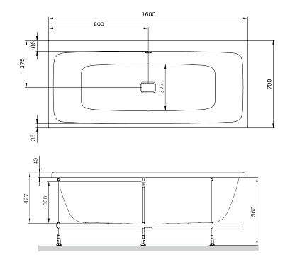 Акриловая ванна Am.Pm Func W84A-160-070W-A 160x70 см