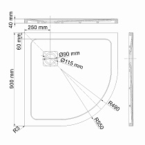 Поддон для душа WasserKRAFT Dinkel 58T01 90x90, белый глянец