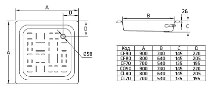 Поддон для душа BLB CF80 80x80 квадратный