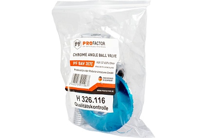 Угловой шаровой кран для бытовой техники PROFACTOR PF CHROME н/цанга 1/2 дюйма х 10 мм PF BAV 357C