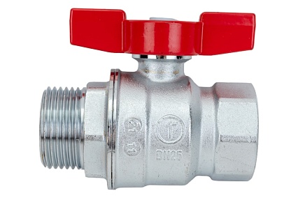 Шаровой кран Giacomini R854, 1, ВН, ручка-бабочка красная, хромированный R854X025