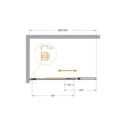 Шторка для ванны Cezares SLIDER-FIX-VF-11-90/150-C-BORO 90x150 прозрачная, брашированное золото