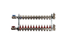 Коллектор из нержавеющей стали в сборе с расходомерами STOUT 12 выходов SMS 0907 000012