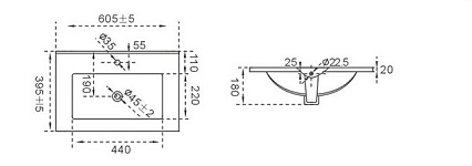 Раковина CeramaLux NYJ 803-60 61 см