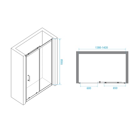 Душевая дверь RGW Passage PA-14B 140x195, прозрачное стекло, черный