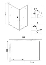 Душевой уголок Niagara Nova NG-82-13АВ-А90В 130x90 прозрачный, черный