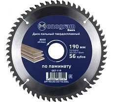 Диск пильный твердосплавный Basis (190х30/20/16 мм; 56 зубов) MONOGRAM 087-119