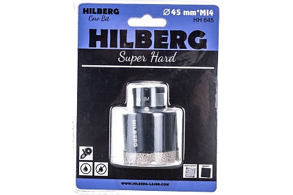 Коронка алмазная по керамике и керамограниту Super Hard (45 мм; M14) Hilberg HH645