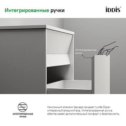 Мебель для ванной Iddis Esper 80 см подвесная с ящиками, белый