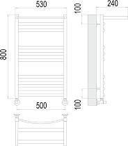 Полотенцесушитель водяной Terminus Енисей П10 500x800, 4670078529565 c полкой