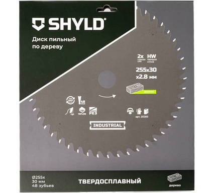 Пильный диск SHYLD по дереву твердосплавный 255x30 мм, 48 зубьев 6692477