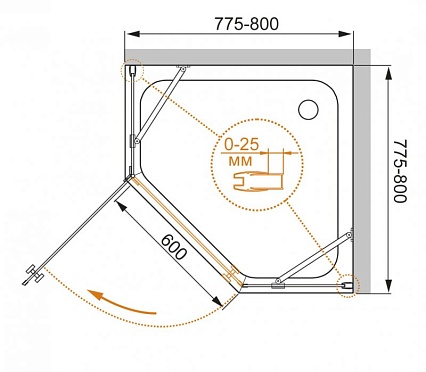 Душевой уголок Cezares Crystal-S CRYSTAL-S-P-1-80-C-Cr-L 80x80 левый