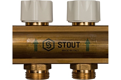Распределительный коллектор из латуни без расходомеров 6 вых. STOUT SMB 0468 000006