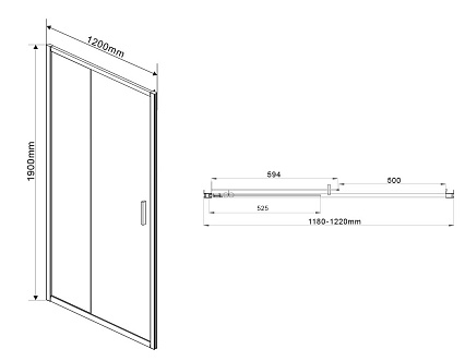 Душевая дверь Vincea Garda VDS-1G120CLB 120x190 черный, прозрачная