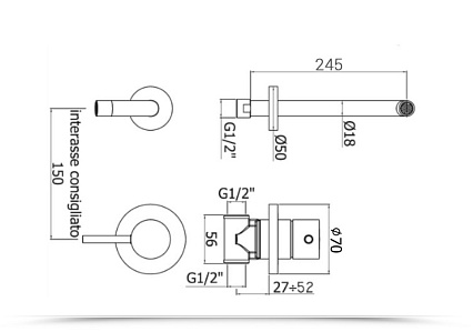 Смеситель для раковины Paffoni Light LIG007CR70 хром (24,5 мм)