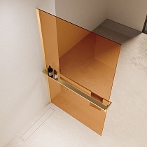 Душевая перегородка Vincea Walk-In VSW-1HR900GSG 90x200 матовое золото, янтарь