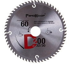 Диск пильный по дереву (200x32/30 мм; 60T) РемоКолор 74-1-205