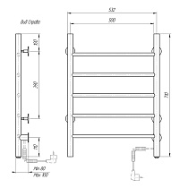 Полотенцесушитель электрический Domoterm Аврора DMT 109-5 50x71 EK ТЭН справа, белый