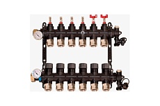 Коллекторная группа FV-Plast полимер 1&quot;х3/4&quot;EK на 15 выходов с расходомерами, воздухоотводчиками AA906002015