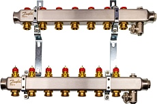 Комплект коллекторов Danfoss SSM-7 с кронштейнами для 7 контуров 088U0977