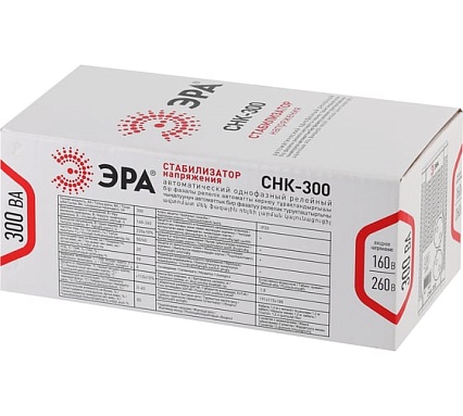 Компактный стабилизатор напряжения Эра СНК-300 160-260В/220В, 300ВА Б0031555